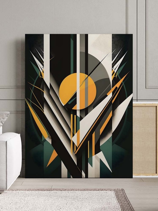 Tablou Canvas Modern Abstract - 3D Sun above a field of spikes