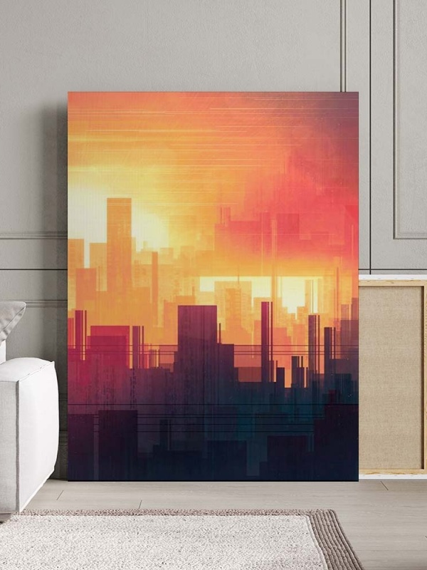 Tablou Canvas Modern Abstract - Abstract city in burning colors