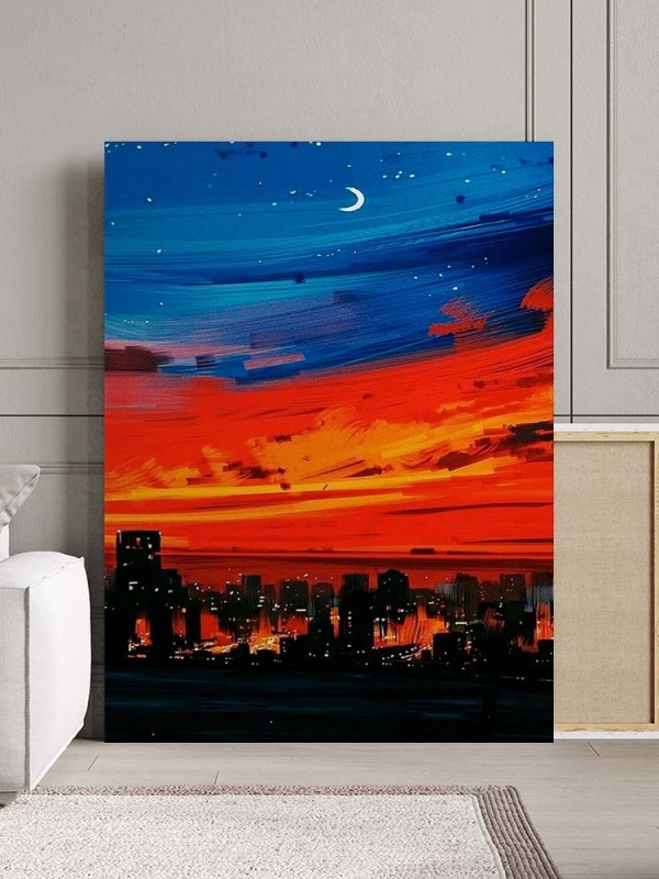 Tablou Canvas Modern Abstract - Small city at dawn