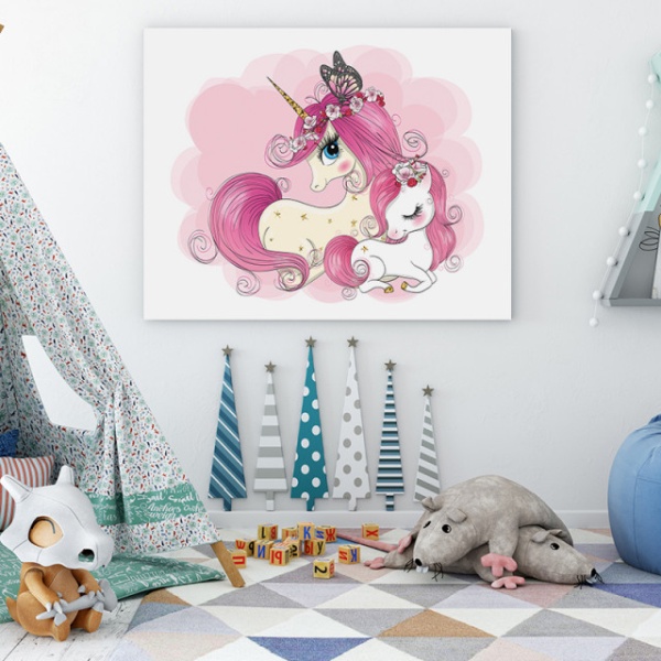 Tablou Copii - Pink Unicorn Family