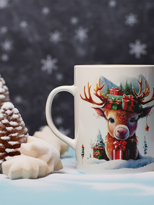 Cana De Craciun - Cute Watercolor Reindeer with Presents