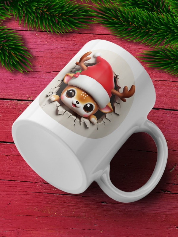 Cana De Craciun - Smiling Reindeer with Big Eyes
