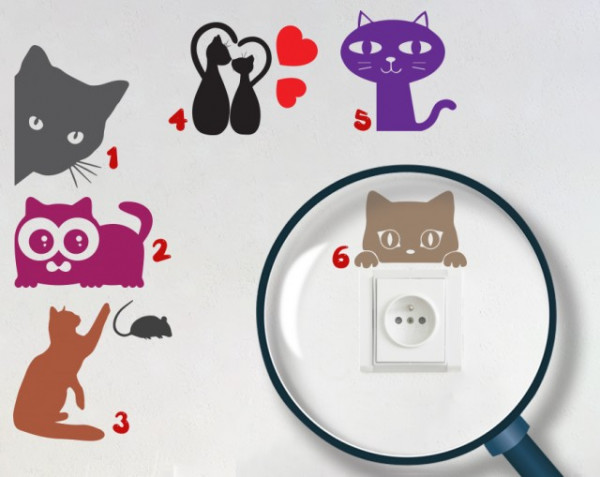 Pachet Stickere Pentru Prize - Pisici (Camera Fete)