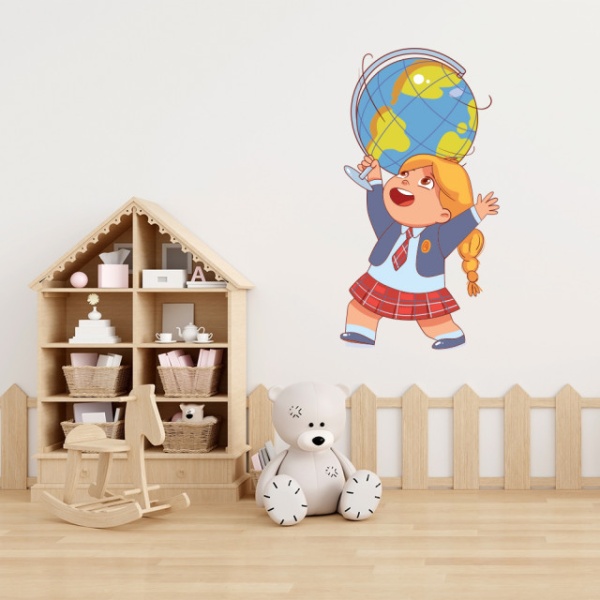 Sticker Fetita cu glob