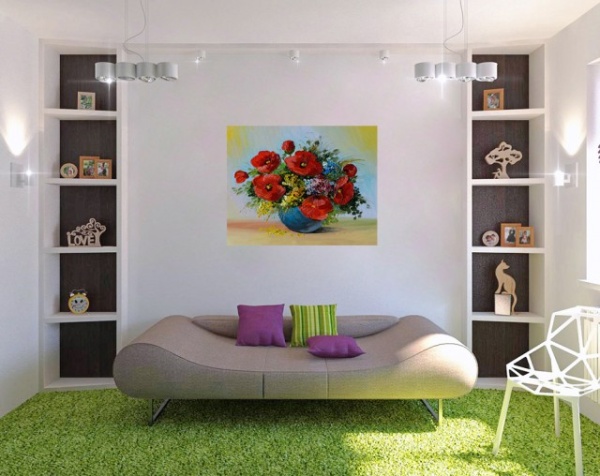 Tablou Canvas Efect Pictura - Vaza Cu Maci