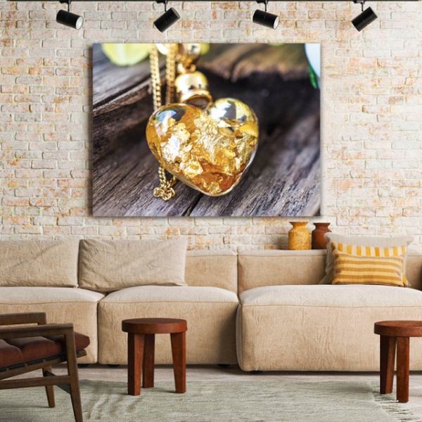 Tablou Canvas Golden Heart Necklace
