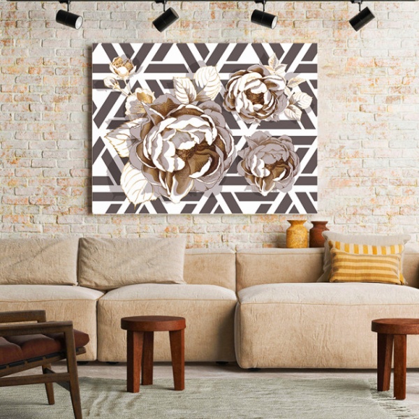 Tablou Canvas Golden Roses Mosaic