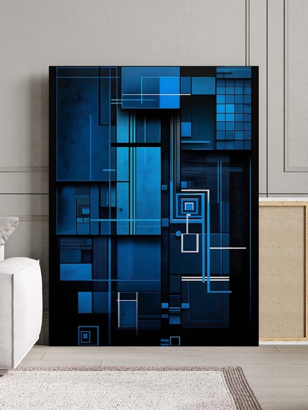 Tablou Canvas Modern Abstract - 3D Dark blue geometry