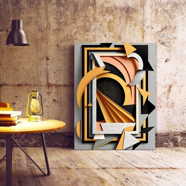 Tablou Canvas Modern Abstract - 3D Shapes and frame