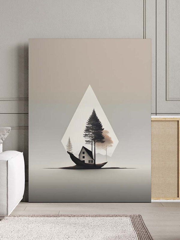 Tablou Canvas Modern Abstract - Abstract clean landscape with a house