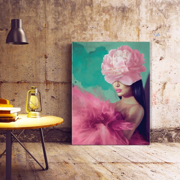 Tablou Canvas Woman With Pink Flower