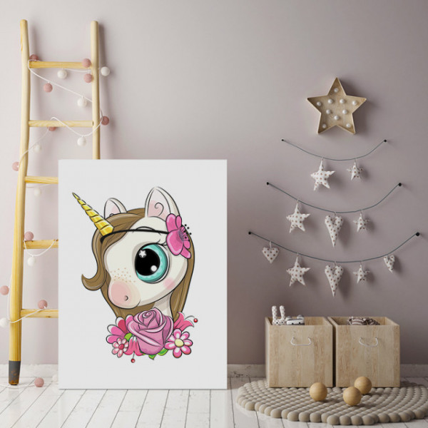 Tablou Copii - Cute Unicorn Girl