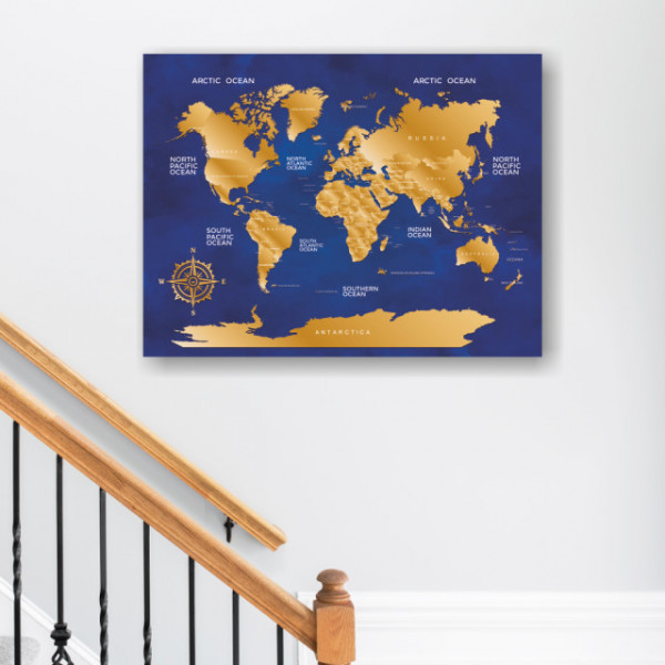 Tablou Harta Lumii albastru
