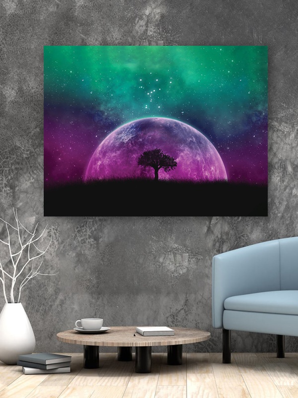 Tablou Tree and violet planet