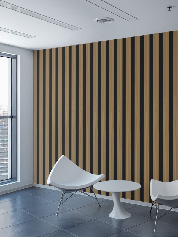 Fototapet - model Riflaj din lemn natur cu fundal negru 120x260cm