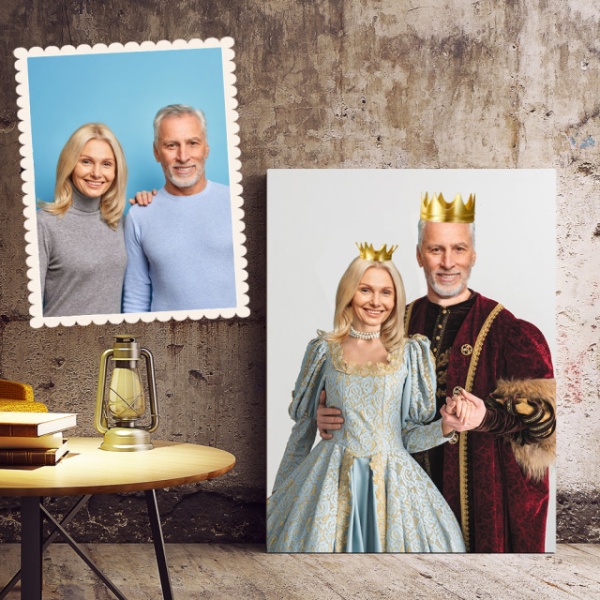 Portret Personalizat Cu Poza Ta - Cuplu Regal