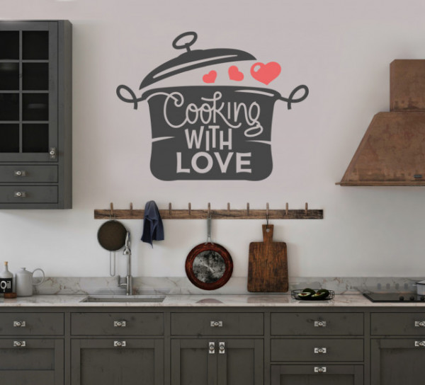 Sticker Bucatarie - Cooking with love (hearts)