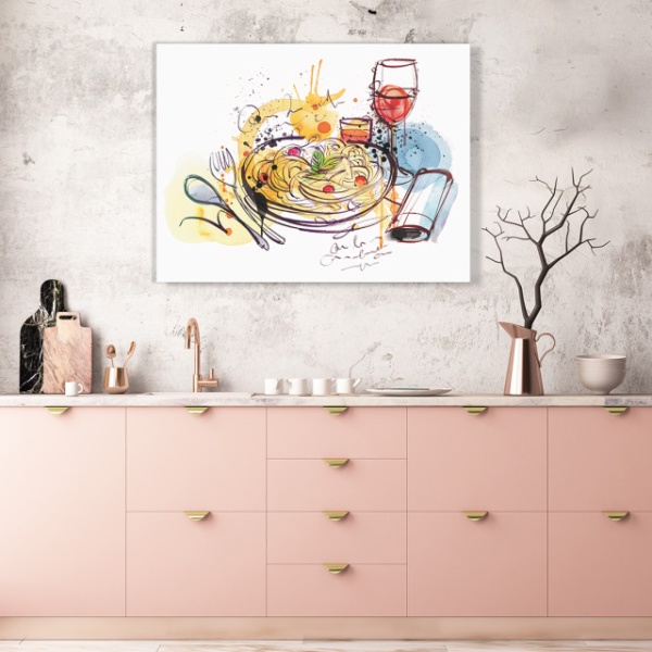 Tablou Bucatarie - Pasta And Wine