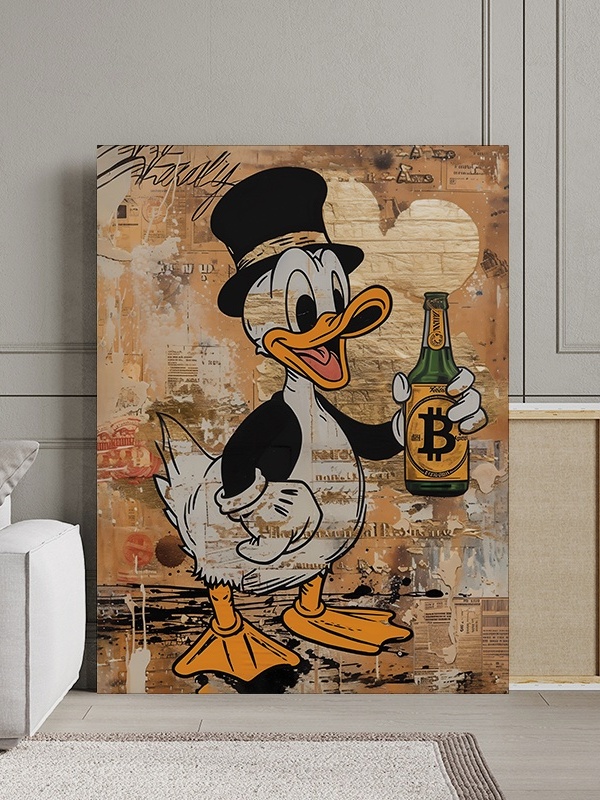 Tablou Canvas Inspirațional - Scrooge and Bitcoin Bottle