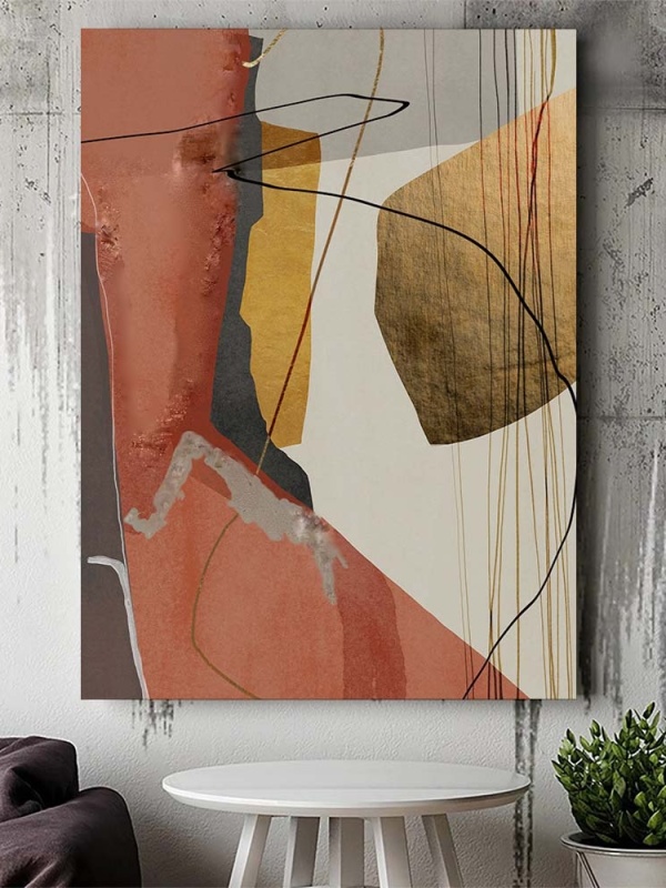 Tablou Canvas Modern Abstract - Abstract painting with golden patches