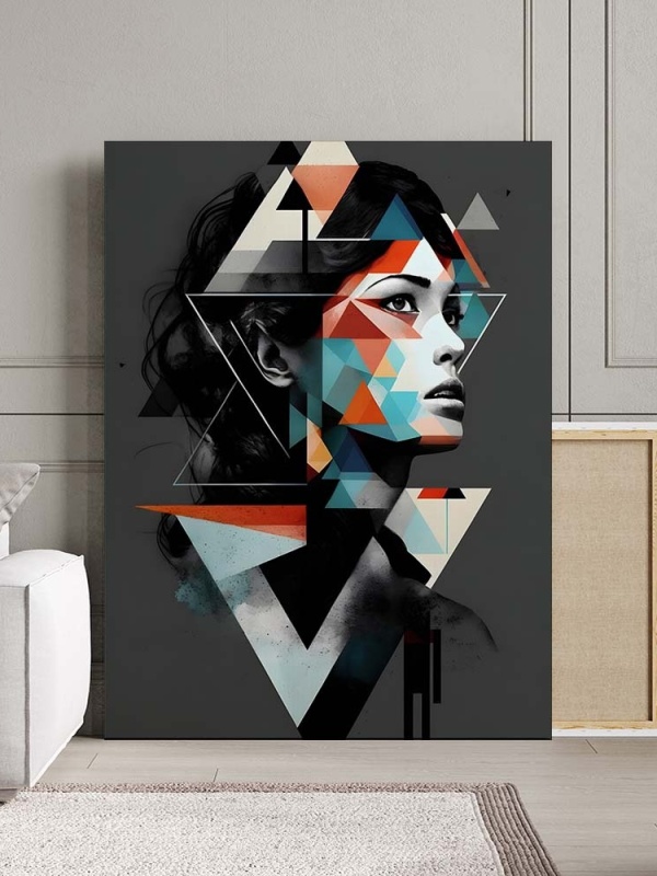 Tablou Canvas Modern Abstract - Abstract portrait on grey