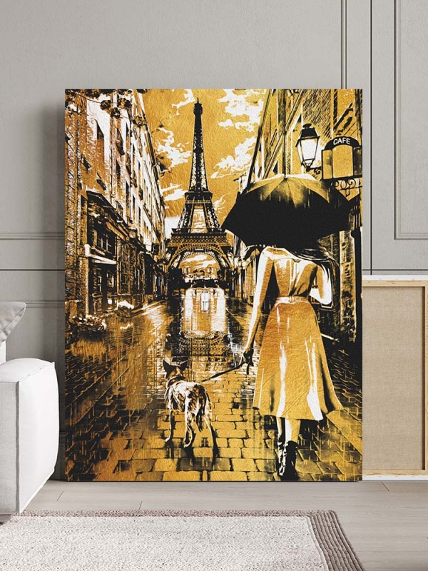 Tablou Canvas - Walking in the rain in Paris