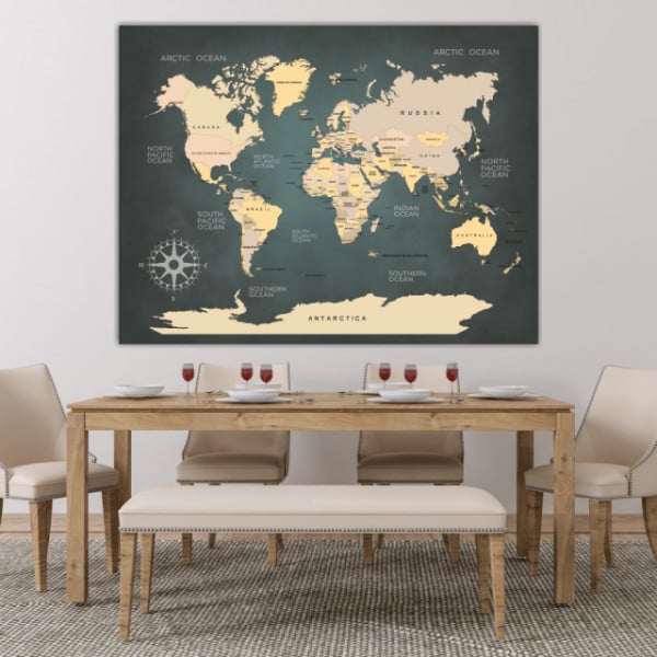 Tablou Harta Lumii nuante de galben