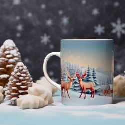 Cana De Craciun - Cute Reindeers and Winter Landscape - Img 2