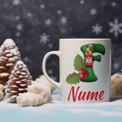 Cana De Craciun - Litere cu gnomi F (nume personalizat)