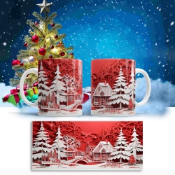 Cana De Craciun - Red and White 3D Winter