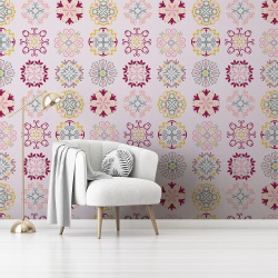 Fototapet Floral - Pattern cu flori minimaliste stilizate (Floral 048) - Img 3