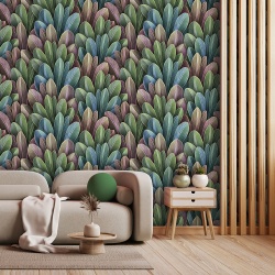 Fototapet Natura - Vegetatie Pattern Frunze Nunate Pastel 034