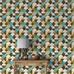 Fototapet Texturi - Art Deco Mozaic cu cercuri colorate (Texture 026) - Img 2