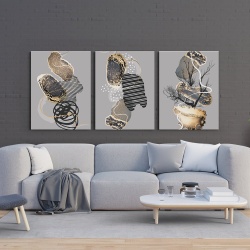 Set 3 Tablouri Canvas - Abstract 3D shapes and textures
