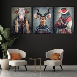 Set 3 Tablouri Canvas - Animale personificate