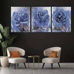 Set 3 Tablouri Canvas - Blue watercolor roses - Img 3