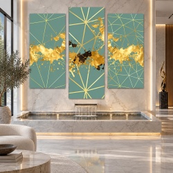 Set 3 Tablouri Elegante - Pure Gold on Light Green (ZAZ 008, 018, 028)