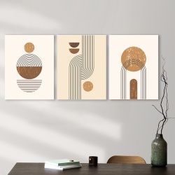 Set 3 Tablouri Spirals and rusty geometrical shapes