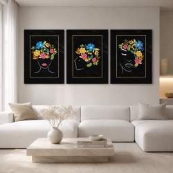 Set 3 Tablouri Spring flower heads