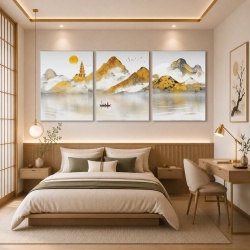 Set Tablouri Canvas - Golden Chinese Painting