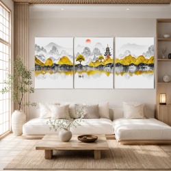 Set Tablouri Canvas - Golden Japanese Landscape