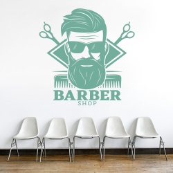 Sticker Barbershop (foarfece si pieptene) - Img 2
