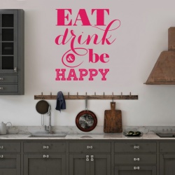 Sticker Bucatarie - Eat, drink, be happy - Img 1