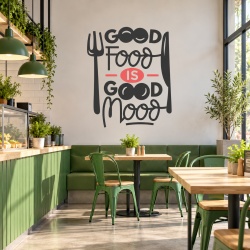 Sticker Bucatarie - Good food is good mood (fork and knife)