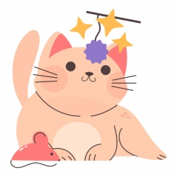 Sticker Copii - Cute cat with mouse - Img 2