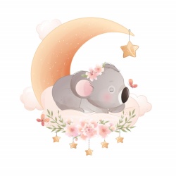 Sticker Copii - Cute sleeping koala with the moon - Img 2