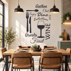 Sticker De Perete Wine Dine Kitchen