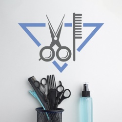 Sticker Frizerie (pieptan si foarfece) - Img 2