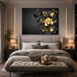 Tablou Canvas Black And Gold Orchids