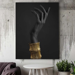 Tablou Canvas - Black and Golden Tribal Hand - Img 3